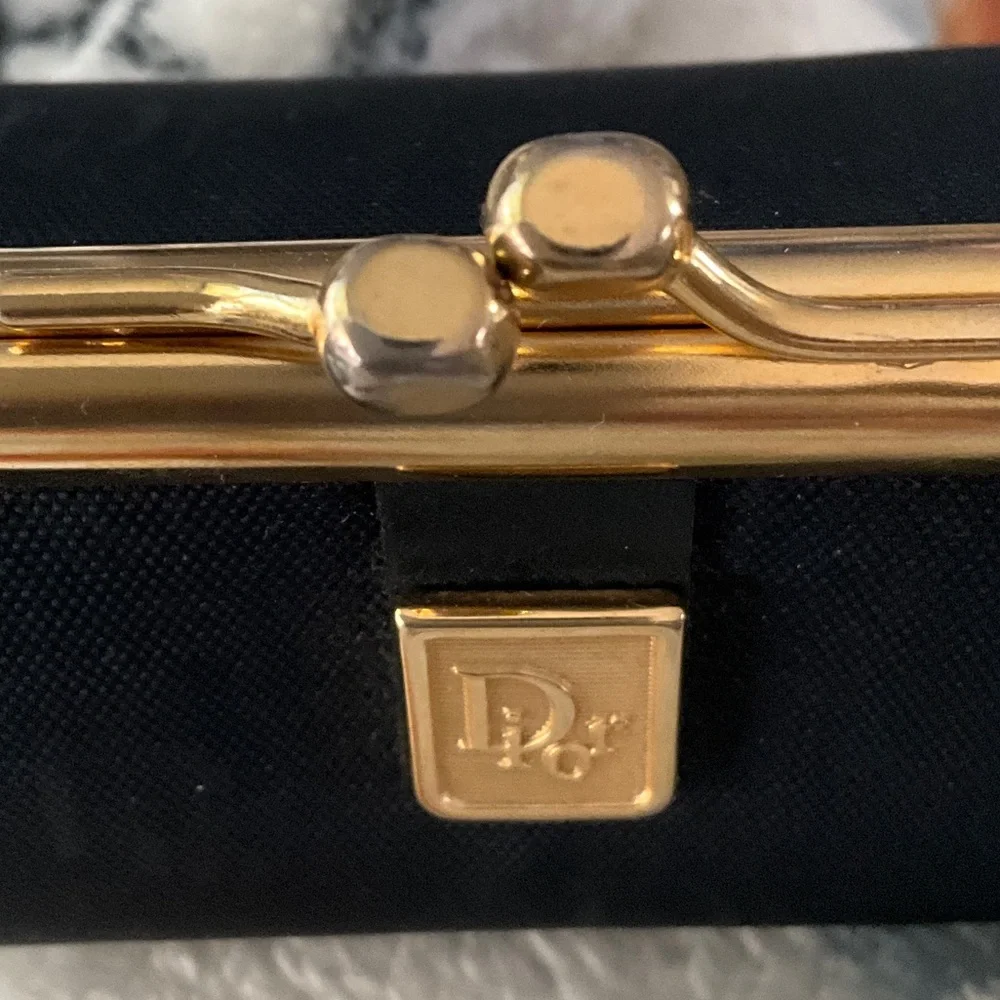 Vintage Dior Navy Canvas Key Pouch with Gold-Tone Frame - Picture 9 of 9